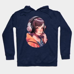 Cute headphone anime girl Hoodie